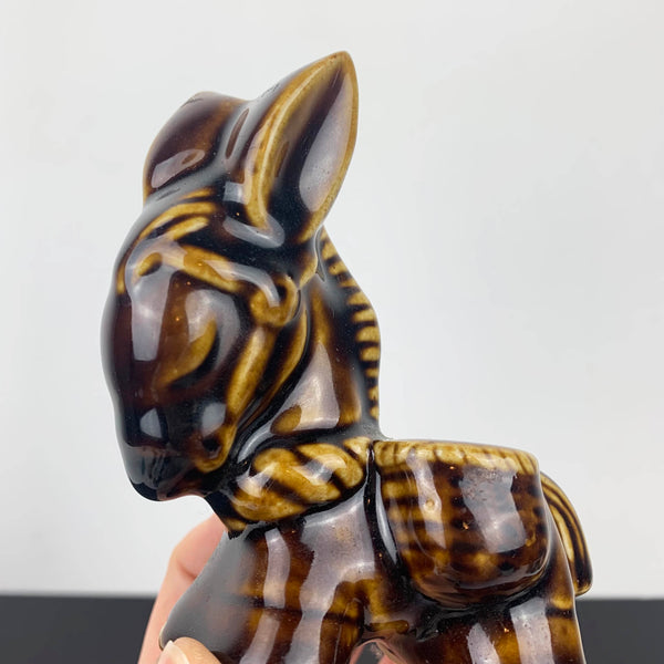 Brown glazed retro style donkey ornament