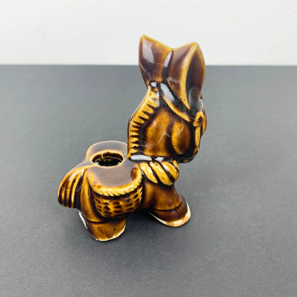 Brown glazed 1970's donkey desk accessory