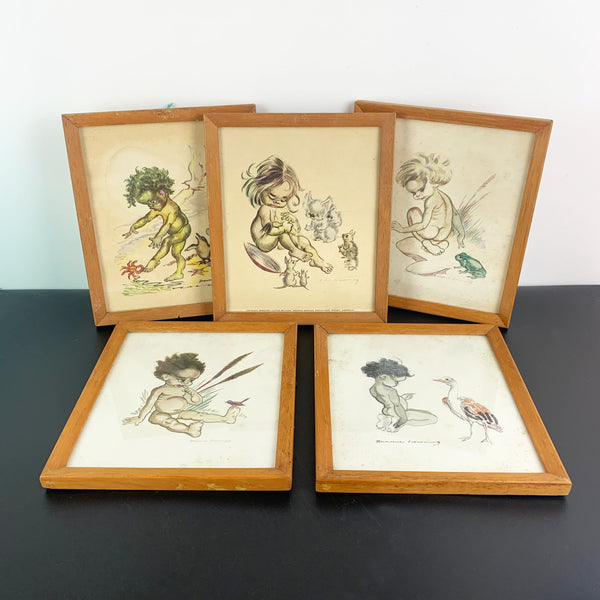 Brownie Downing framed mid century prints