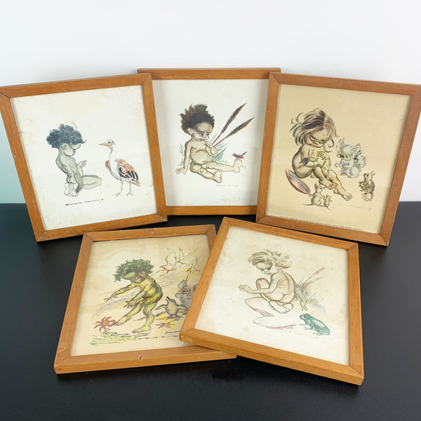 Brownie Downing framed mid century prints