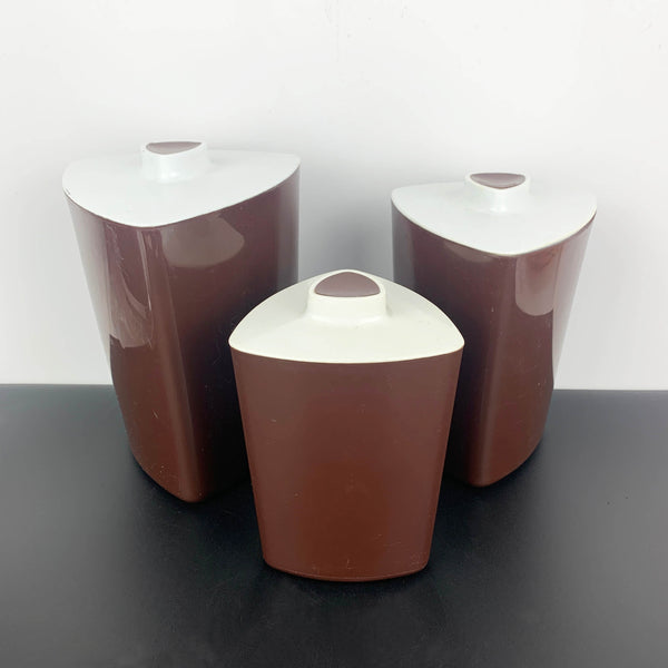 Triangle Shape Kitchen Canister Set in Chocolate Brown