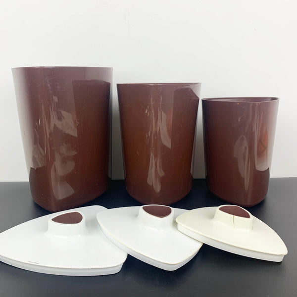 Triangle Shape Kitchen Canister Set in Chocolate Brown