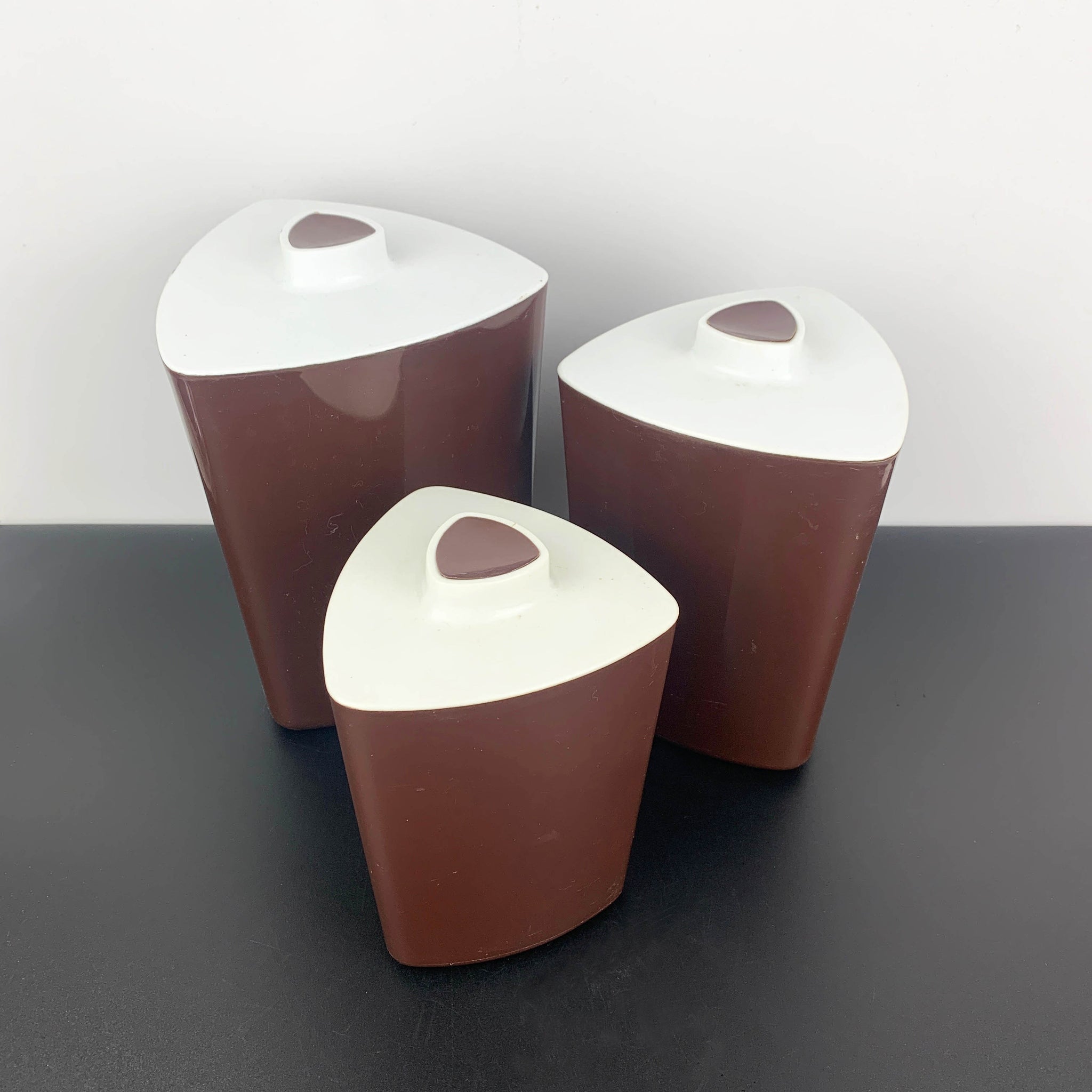 Triangle Shape Kitchen Canister Set in Chocolate Brown