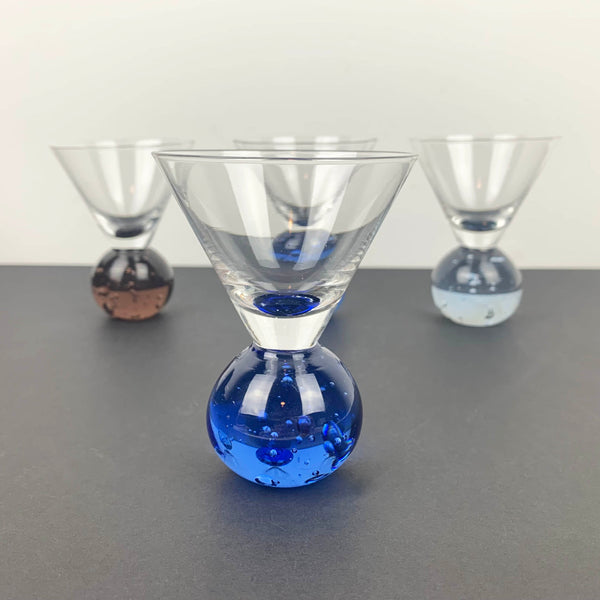 Vintage bubble base glassware - blue base