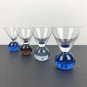 Mid century bubble base liqueur and shot glasses