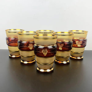 Burgundy and Gold gilded and etched tumbler - Set of 6