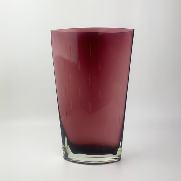 Large glass vase in burgundy