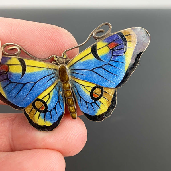 Vintage Butterfly enamel brooch or scarf pin