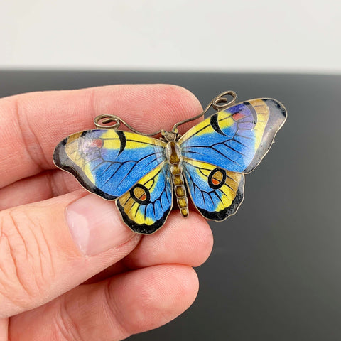 Vintage Butterfly enamel brooch or scarf pin