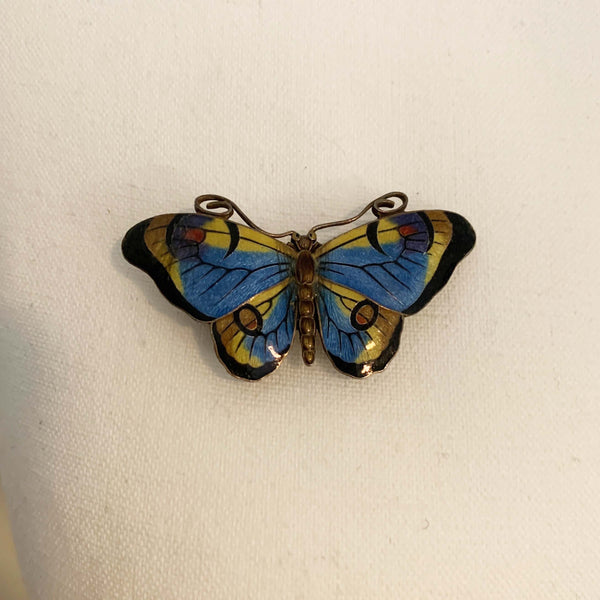 Vintage Butterfly enamel brooch or scarf pin