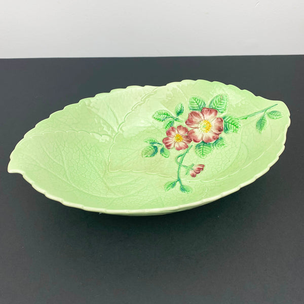 Carlton Ware 'Primula' leaf bowl with pink florals