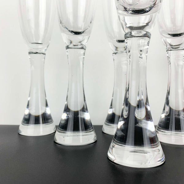 Danish Modern style champagne flute with solid stem - Set of 6