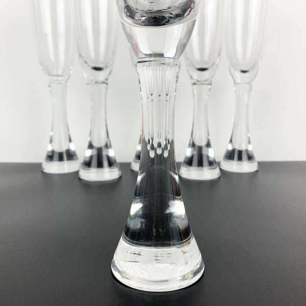 Danish Modern style champagne flute with solid stem - Set of 6