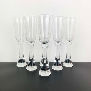 Danish Modern style champagne flute with solid stem - Set of 6