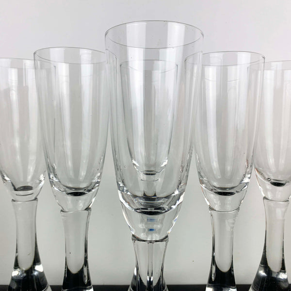 Danish Modern style champagne flute with solid stem - Set of 6