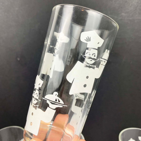 Vintage white chef print on glassware