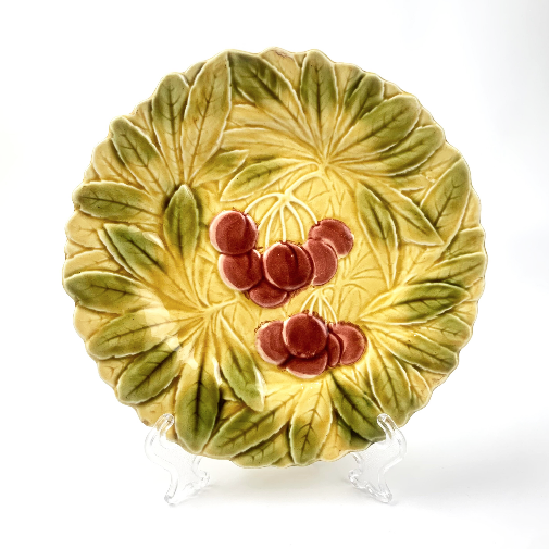 Sarreguemines Pottery Majolica Cherry Plate