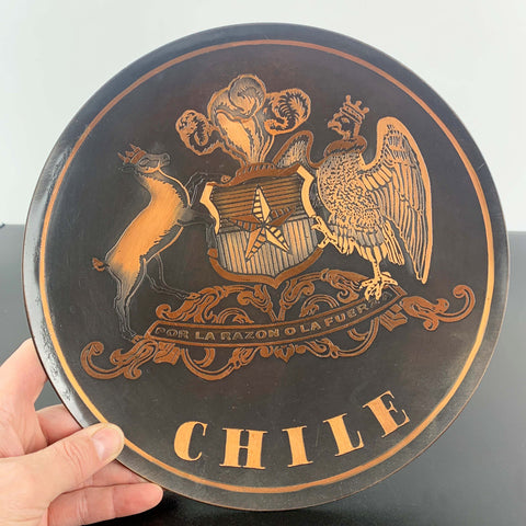 Escudo de Chile embossed copper wall plate