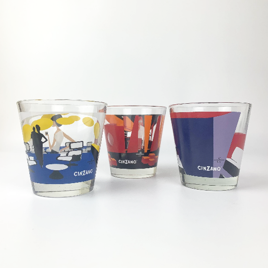 Cinzano collectible glasses rear view