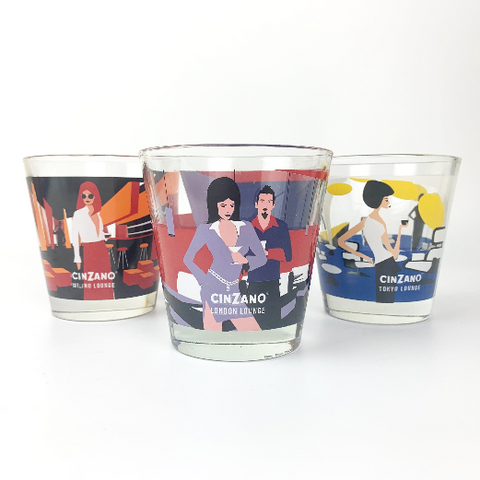 Cinzano collectible glasses Set of 3