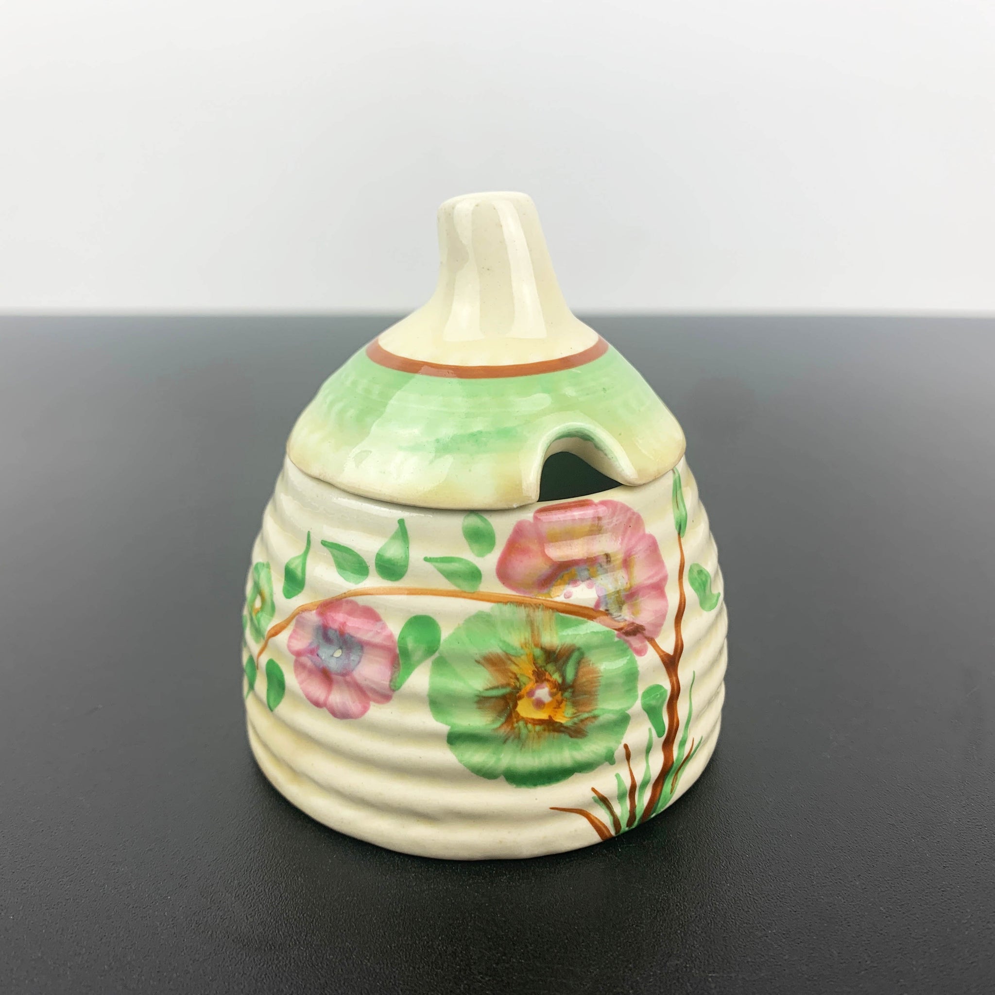 Clarice Cliff Corolla pattern art deco beehive honey pot