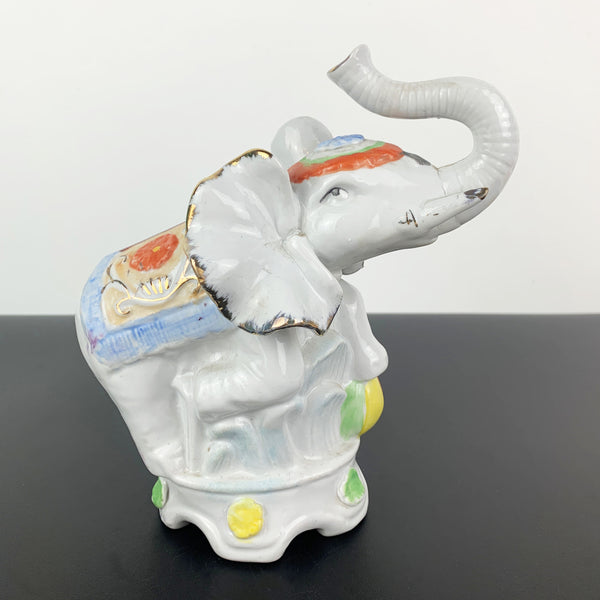 Circus clown trinket bowl with elephant figural money box - Set of 2