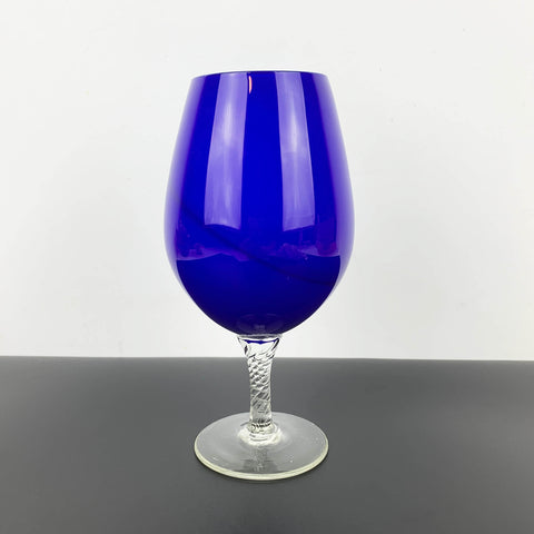 Empoli cobalt blue oversize cased art glass brandy balloon