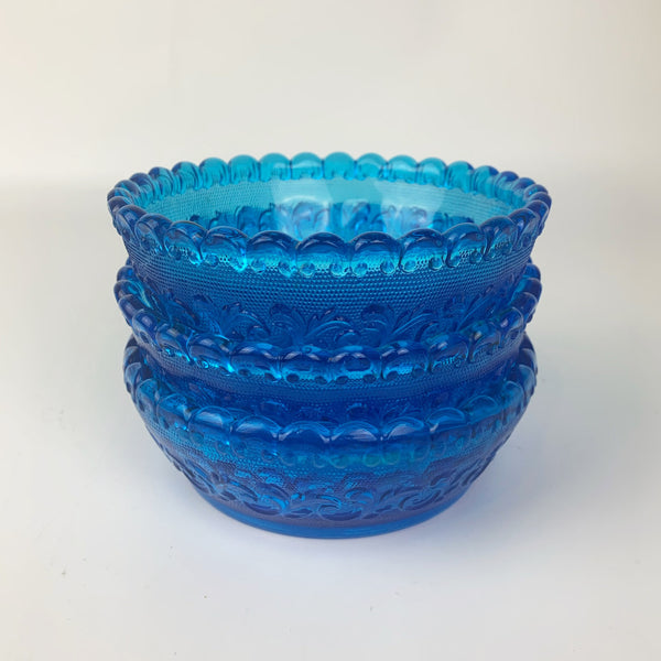 Cobalt blue ornate bowl set stacked