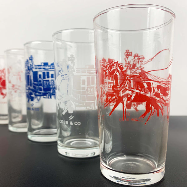 Cobb & Co stagecoach collectible tumbler - Set of 5