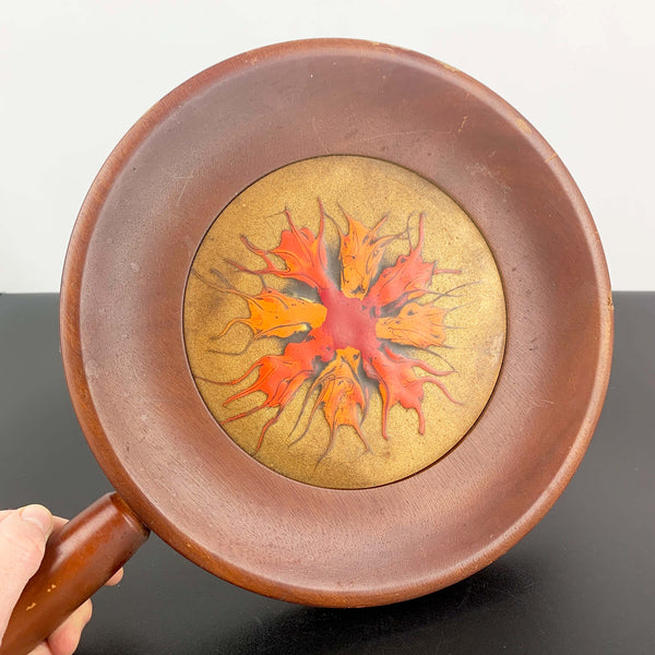 1970's Copper Enamel timber serving paddle by Joy & Kay Sweatman