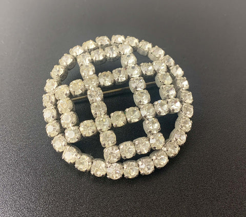 1950's rhinestone brooch on silver metal base