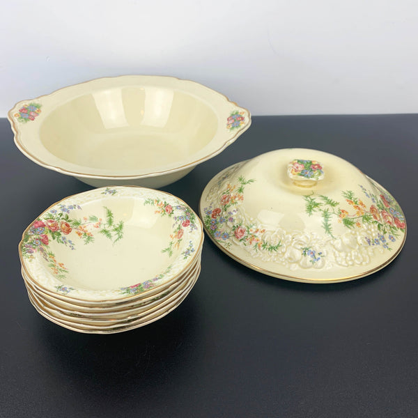 Crown Ducal Florentine 'Rosalie' 7 piece bowl set