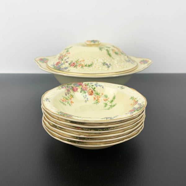 Crown Ducal Florentine 'Rosalie' 7 piece bowl set