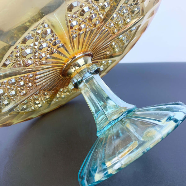 Crown Crystal 1920's rare carnival glass cake stand