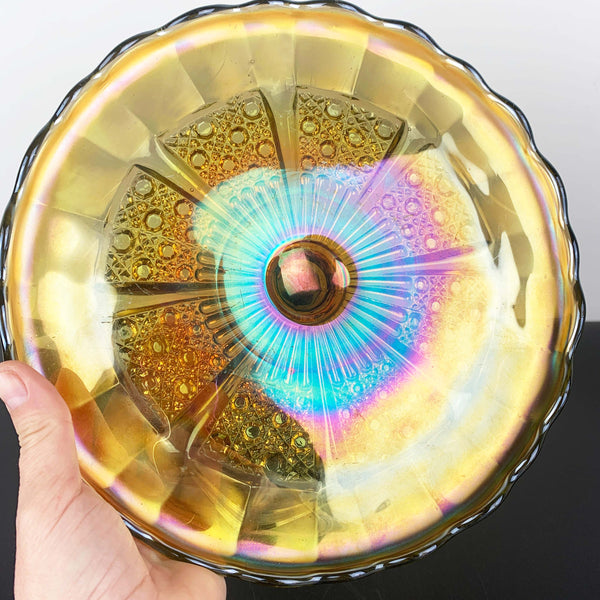 Crown Crystal 1920's rare carnival glass cake stand