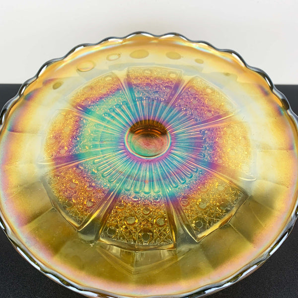 Crown Crystal 1920's rare carnival glass cake stand