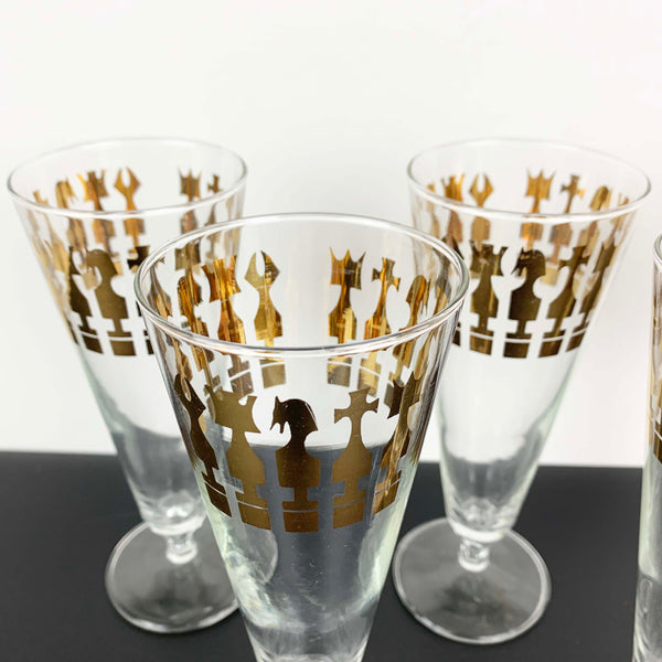 Crown Glass gold gilt Chess cocktail glass - Set of 5