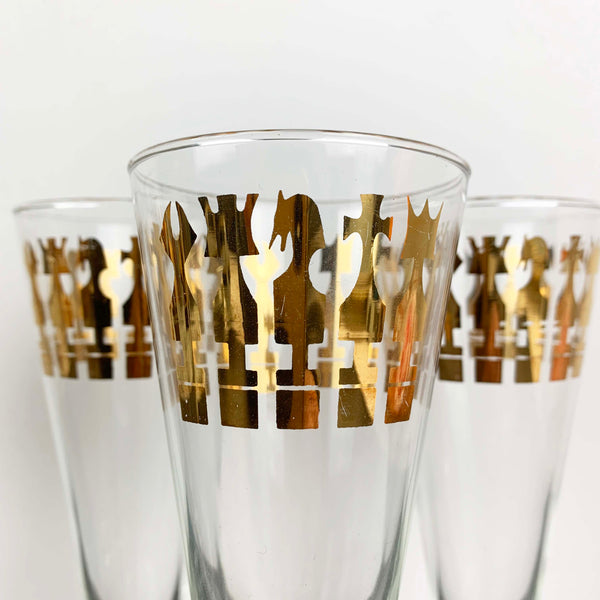 Crown Glass gold gilt Chess cocktail glass - Set of 5