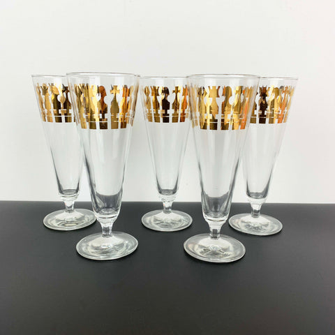 Crown Glass gold gilt Chess cocktail glass - Set of 5