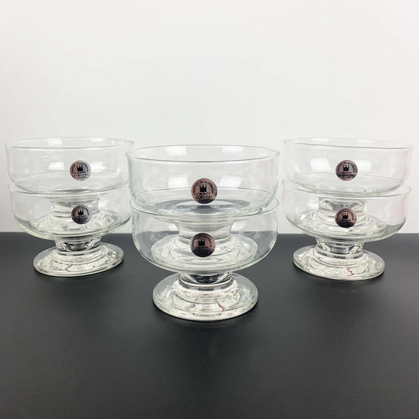 Crown Crystal Glass footed dessert bowls - Set of 6