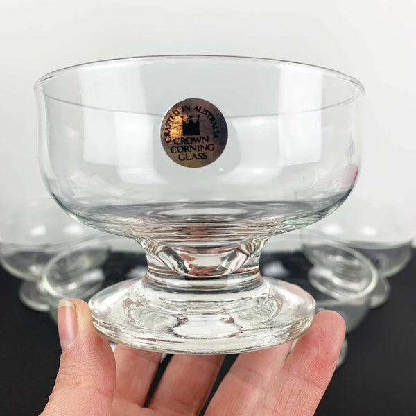 Crown Crystal Glass footed dessert bowls - Set of 6