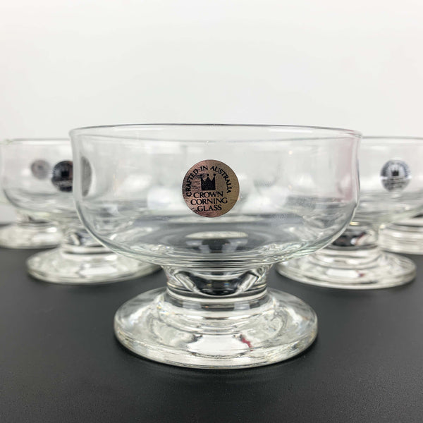 Crown Crystal Glass footed dessert bowls - Set of 6