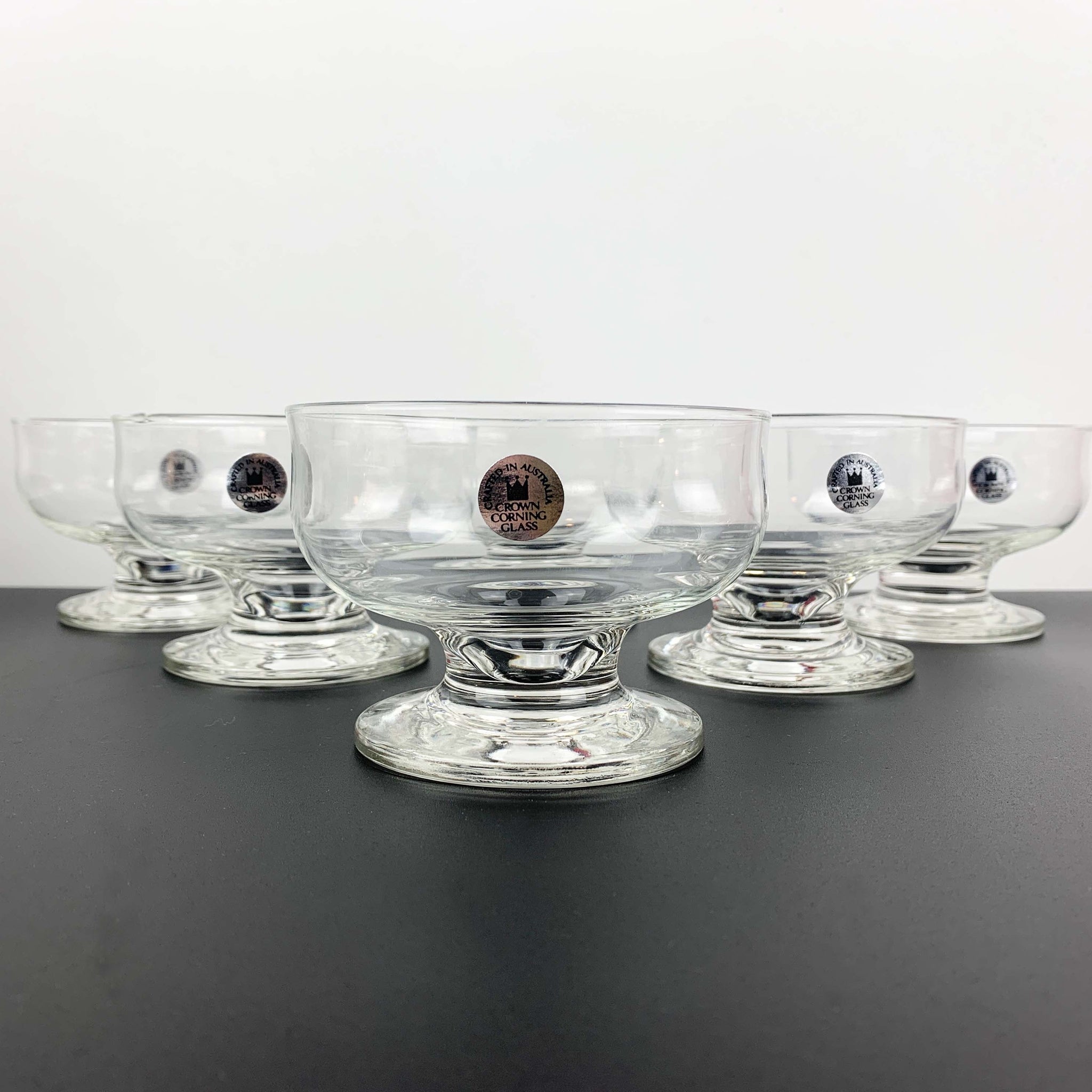 Crown Crystal Glass footed dessert bowls - Set of 6