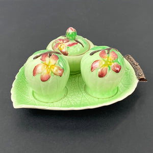 Carlton Ware 3 piece condiment set in Apple Blossom