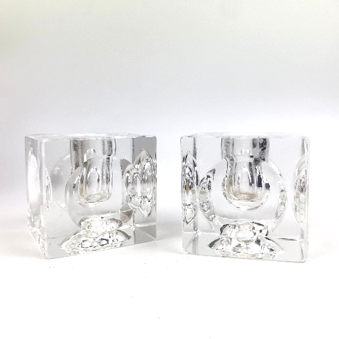 Modernist ice cube candle holders