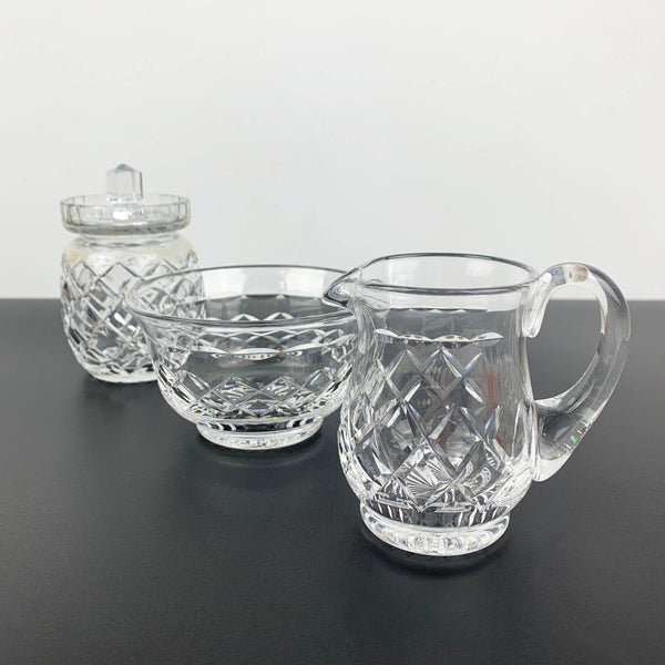 3 piece diamond cut crystal breakfast and condiment set