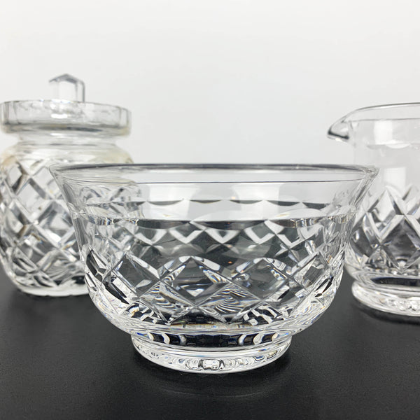 3 piece diamond cut crystal breakfast and condiment set