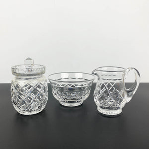 3 piece diamond cut crystal breakfast and condiment set