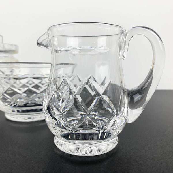 3 piece diamond cut crystal breakfast and condiment set