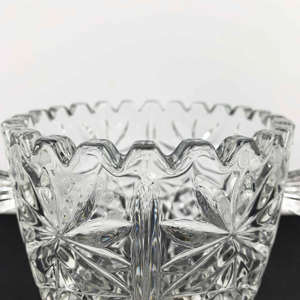 Crystal twin handled ice bucket with scalloped rim